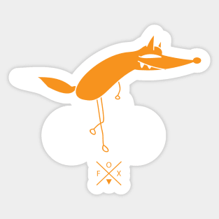 Sly fox rides a bicycle (b) Sticker